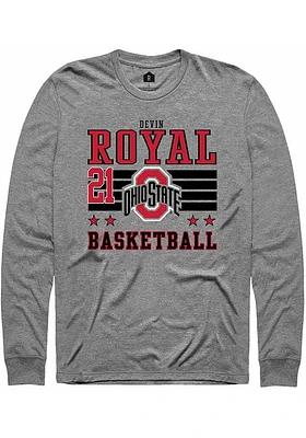 Devin Royal  Ohio State Buckeyes Grey Rally NIL Striped Long Sleeve T Shirt