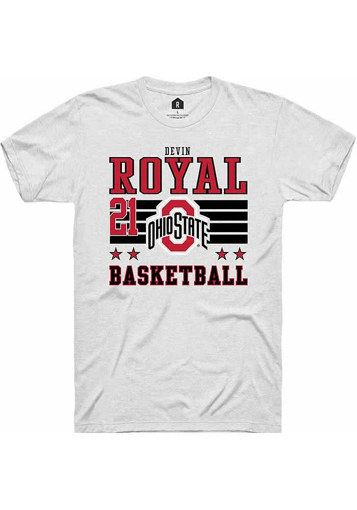 Devin Royal Ohio State Buckeyes White Rally NIL Striped Short Sleeve T Shirt