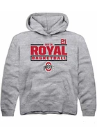 Devin Royal  Rally Ohio State Buckeyes Youth Grey NIL Stacked Box Long Sleeve Hoodie