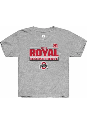 Devin Royal  Rally Ohio State Buckeyes Youth Grey NIL Stacked Box Short Sleeve T-Shirt