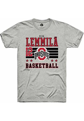 Elsa Lemmilä  Ohio State Buckeyes Ash Rally NIL Striped Short Sleeve T Shirt