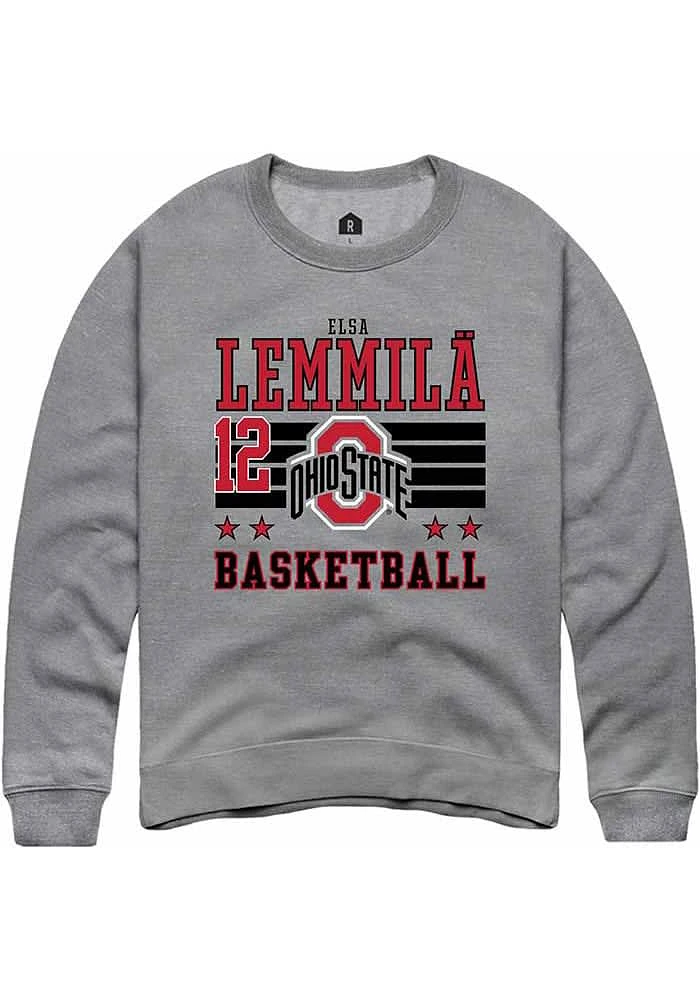 Elsa Lemmilä Rally Ohio State Buckeyes Mens NIL Striped Long Sleeve Crew Sweatshirt