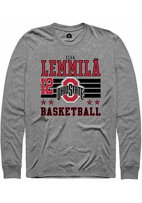 Elsa Lemmilä  Ohio State Buckeyes Grey Rally NIL Striped Long Sleeve T Shirt