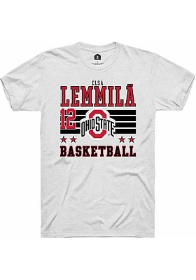 Elsa Lemmilä  Ohio State Buckeyes White Rally NIL Striped Short Sleeve T Shirt