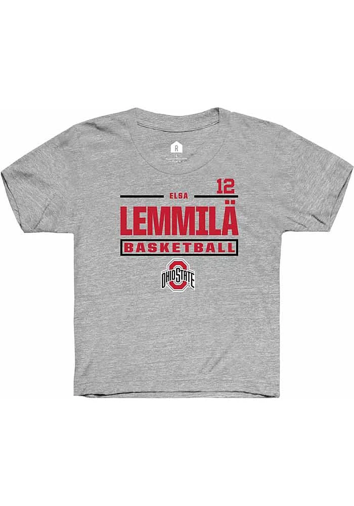 Elsa Lemmilä Rally Ohio State Buckeyes Youth Grey NIL Stacked Box Short Sleeve T-Shirt