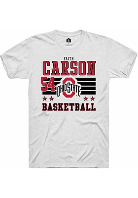 Faith Carson  Ohio State Buckeyes White Rally NIL Striped Short Sleeve T Shirt
