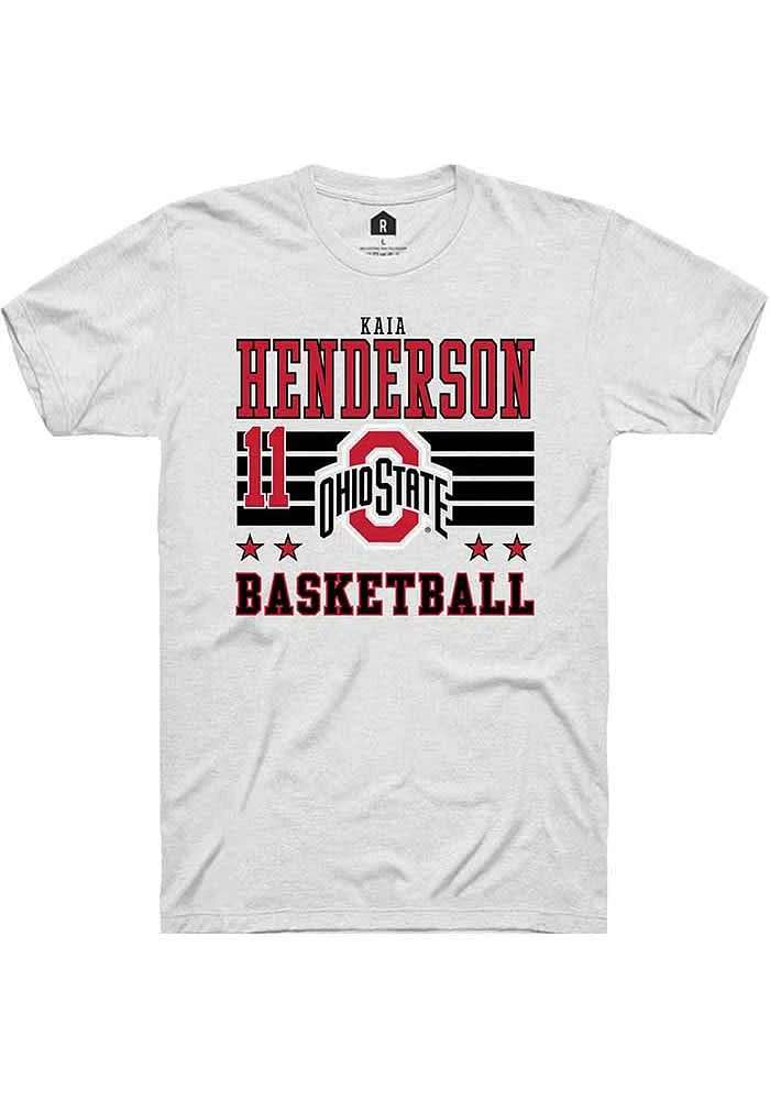 Kaia Henderson Ohio State Buckeyes White Rally NIL Striped Short Sleeve T Shirt