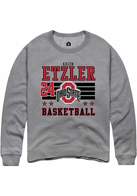 Kalen Etzler Rally Ohio State Buckeyes Mens NIL Striped Long Sleeve Crew Sweatshirt