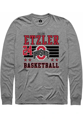 Kalen Etzler  Ohio State Buckeyes Grey Rally NIL Striped Long Sleeve T Shirt