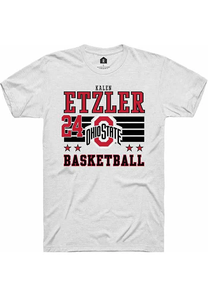 Kalen Etzler Ohio State Buckeyes White Rally NIL Striped Short Sleeve T Shirt