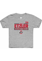 Kalen Etzler  Rally Ohio State Buckeyes Youth Grey NIL Stacked Box Short Sleeve T-Shirt