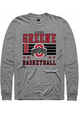 Madison Greene  Ohio State Buckeyes Grey Rally NIL Striped Long Sleeve T Shirt