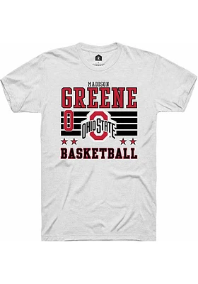 Madison Greene  Ohio State Buckeyes White Rally NIL Striped Short Sleeve T Shirt