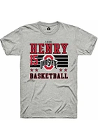 Seini Henry  Ohio State Buckeyes Ash Rally NIL Striped Short Sleeve T Shirt