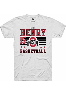 Seini Henry  Ohio State Buckeyes White Rally NIL Striped Short Sleeve T Shirt