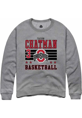 Taison Chatman Rally Ohio State Buckeyes Mens NIL Striped Long Sleeve Crew Sweatshirt