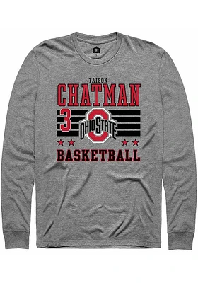 Taison Chatman  Ohio State Buckeyes Grey Rally NIL Striped Long Sleeve T Shirt