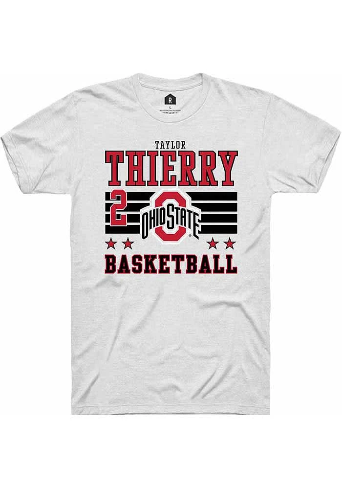 Taylor Thierry  Ohio State Buckeyes White Rally NIL Striped Short Sleeve T Shirt