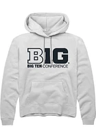 Rally Big Ten Mens White Conference Long Sleeve Hoodie