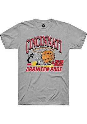 Arrinten Page  Cincinnati Bearcats Grey Rally NIL Name Number Net Short Sleeve T Shirt