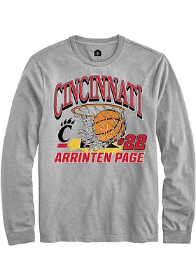 Arrinten Page  Cincinnati Bearcats Grey Rally NIL Name Number Net Long Sleeve T Shirt