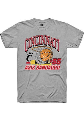 Aziz Bandaogo  Cincinnati Bearcats Grey Rally NIL Name Number Net Short Sleeve T Shirt