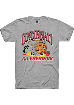 Cj Fredrick  Cincinnati Bearcats Grey Rally NIL Name Number Net Short Sleeve T Shirt