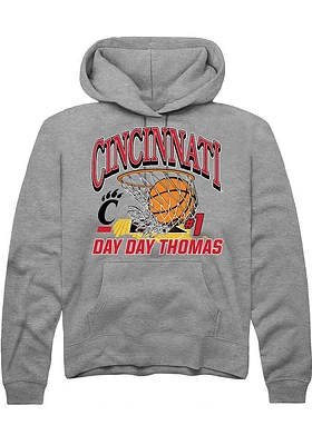 Day Thomas  Rally Cincinnati Bearcats Mens Grey NIL Name Number Net Long Sleeve Hoodie