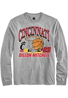 Dillon Mitchell  Cincinnati Bearcats Grey Rally NIL Name Number Net Long Sleeve T Shirt