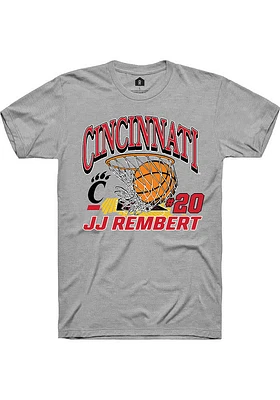 JJ Rembert  Cincinnati Bearcats Grey Rally NIL Name Number Net Short Sleeve T Shirt