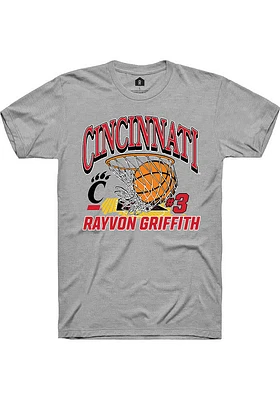 Rayvon Griffith  Cincinnati Bearcats Grey Rally NIL Name Number Net Short Sleeve T Shirt