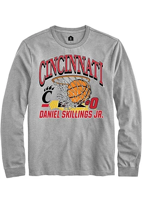 Daniel Skillings Jr.  Cincinnati Bearcats Grey Rally NIL Name Number Net Long Sleeve T Shirt