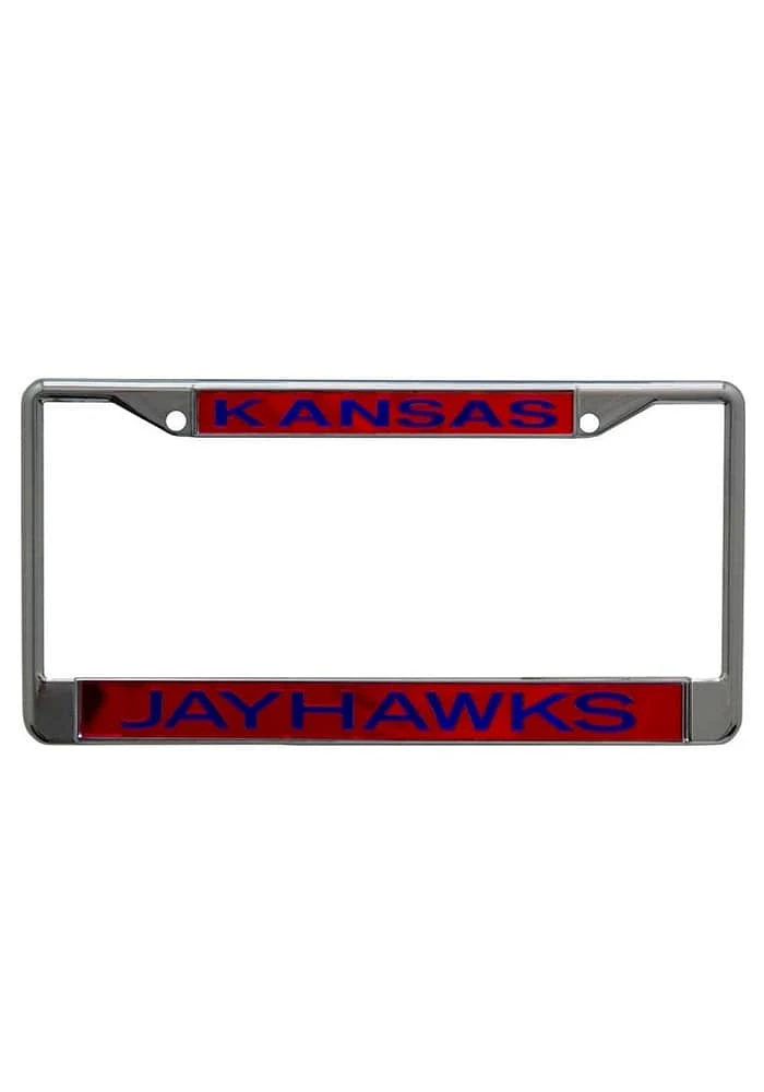 Kansas Jayhawks Red and Blue Team name License Plate Frame - Red