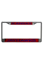 Kansas Jayhawks Red and Blue Team name License Plate Frame - Red