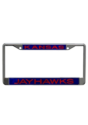 Kansas Jayhawks Team Name Chrome License Plate Frame - Blue
