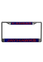 Kansas Jayhawks Team Name Chrome License Plate Frame - Blue