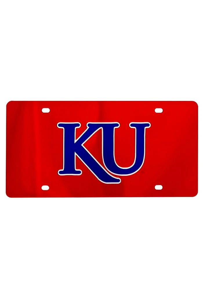 Kansas Jayhawks Red Red Letters Logo Car Accessory License Plate