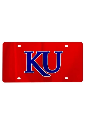 Kansas Jayhawks Red Red Letters Logo Car Accessory License Plate