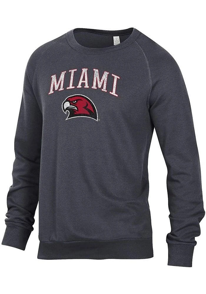 Alternative Apparel Miami RedHawks Mens Black Champ Long Sleeve Fashion Sweatshirt