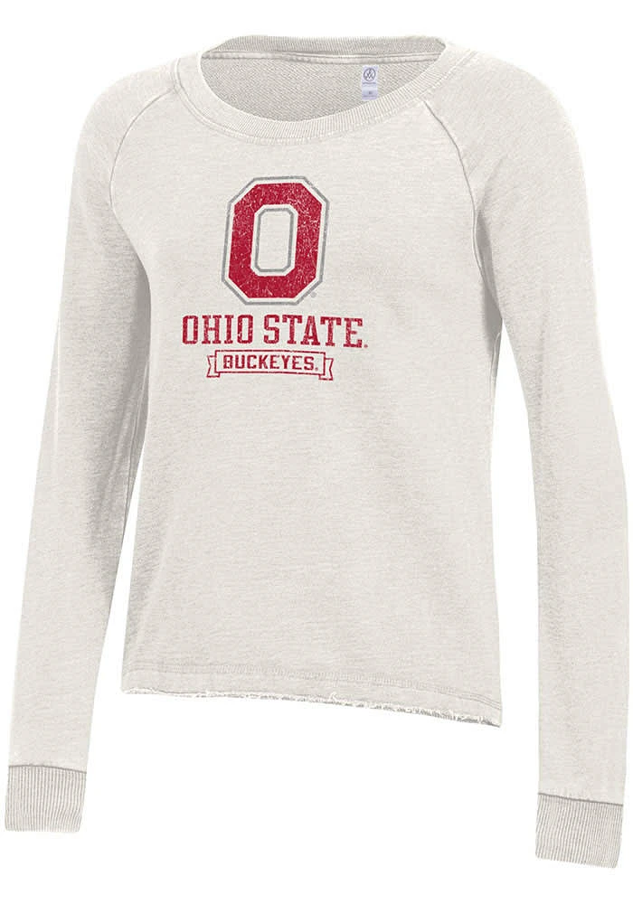 Alternative Apparel Ohio State Buckeyes Womens Ivory Lazy Day Crew Sweatshirt