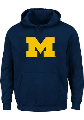 Michigan Wolverines Mens Blue Primary Logo Big and Tall Hooded Sweatshirt
