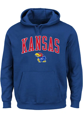 Kansas Jayhawks Mens Arch Mascot Big and Tall Hooded Sweatshirt