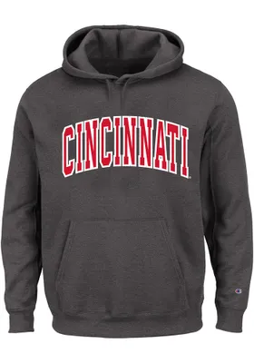 Cincinnati Bearcats Mens Charcoal Arch Twill Big and Tall Hooded Sweatshirt