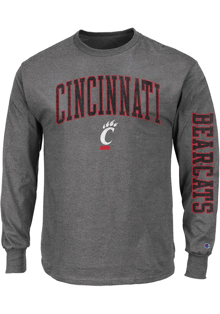 Cincinnati Bearcats Mens Charcoal Arch Mascot Big and Tall Long Sleeve T-Shirt