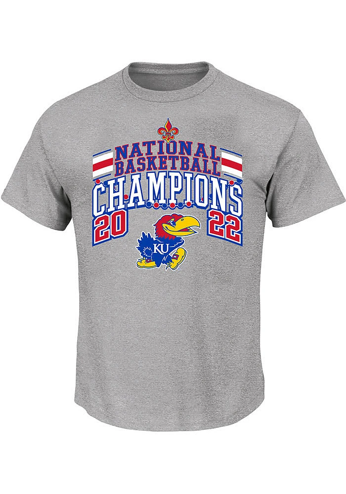 Kansas Jayhawks Mens Grey 2022 National Champions Big and Tall T-Shirt