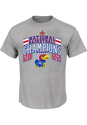Kansas Jayhawks Mens Grey 2022 National Champions Big and Tall T-Shirt