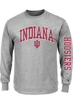 Indiana Hoosiers Mens Grey Arch Mascot Big and Tall Long Sleeve T-Shirt