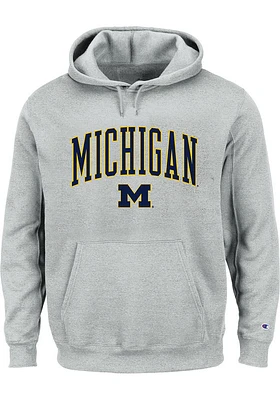Michigan Wolverines Mens Grey Arch Mascot Big and Tall Hooded Sweatshirt