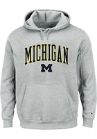Michigan Wolverines Mens Grey Arch Mascot Big and Tall Hooded Sweatshirt