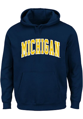 Michigan Wolverines Mens Blue Arch Twill Big and Tall Hooded Sweatshirt